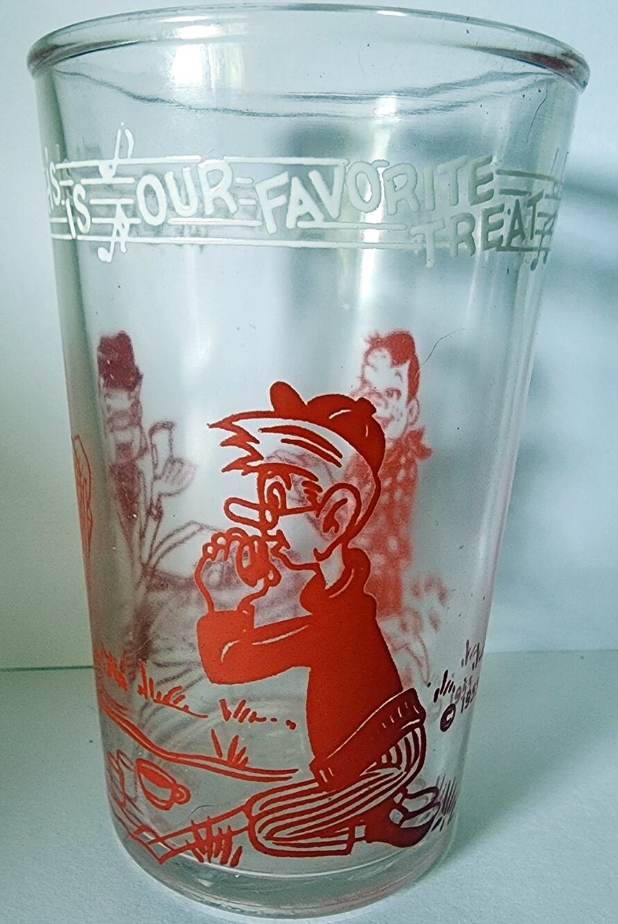 Vintage 1953 Howdy Doody 4" Welch's Jelly Drinking Glasses Red White